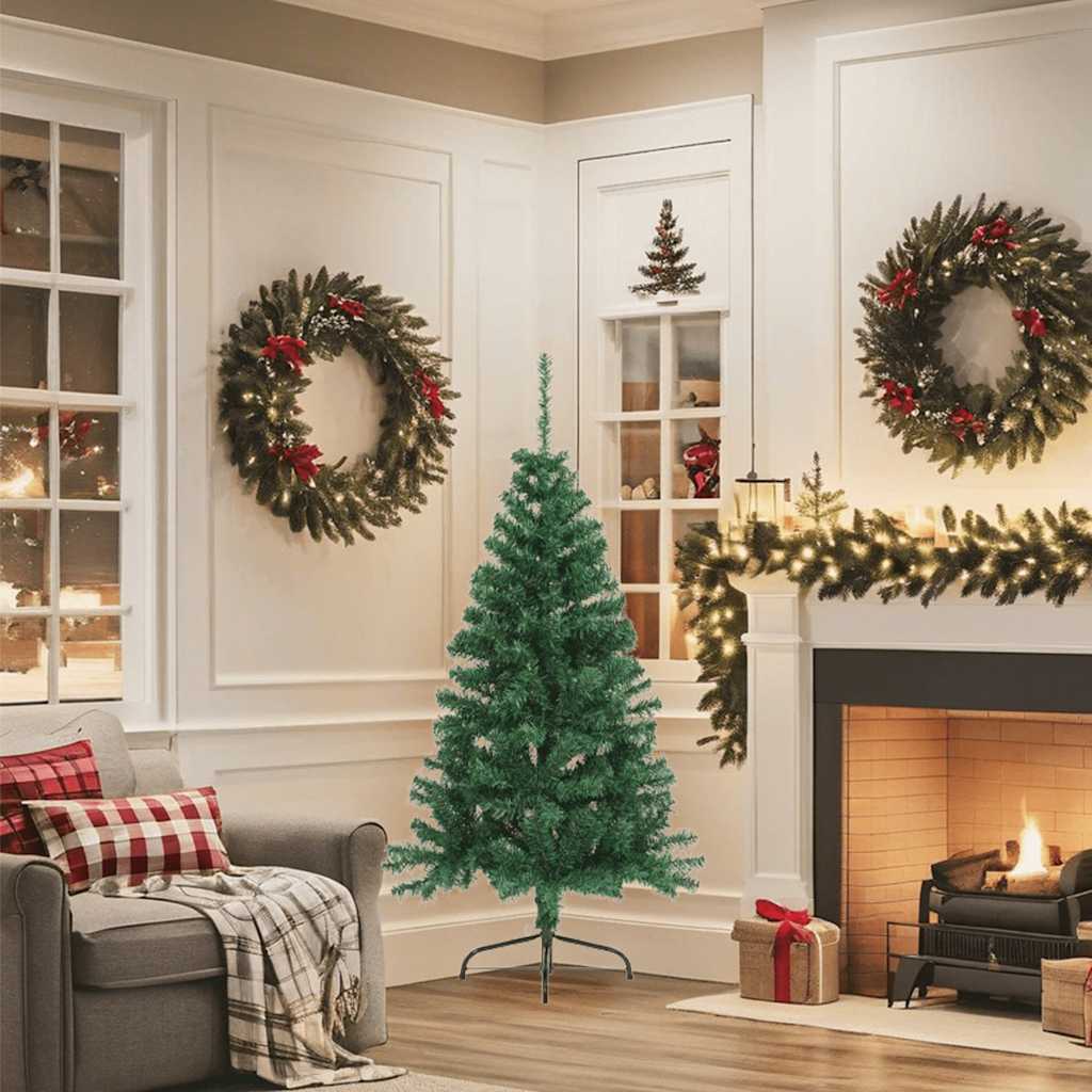 vidaXL Artificial Half Christmas Tree | Green | PVC, Steel | 150 cm height