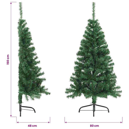 vidaXL Artificial Half Christmas Tree with Stand Green 150 cm PVC