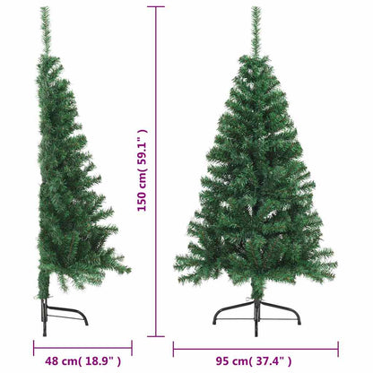 vidaXL Artificial Half Christmas Tree | Green | PVC, Steel | 150 cm height