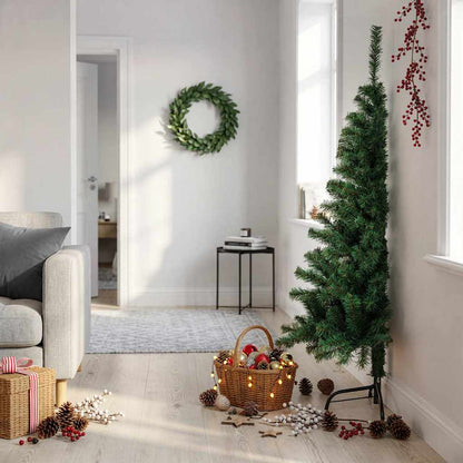 vidaXL Artificial Half Christmas Tree | Green | PVC, Steel | 150 cm height