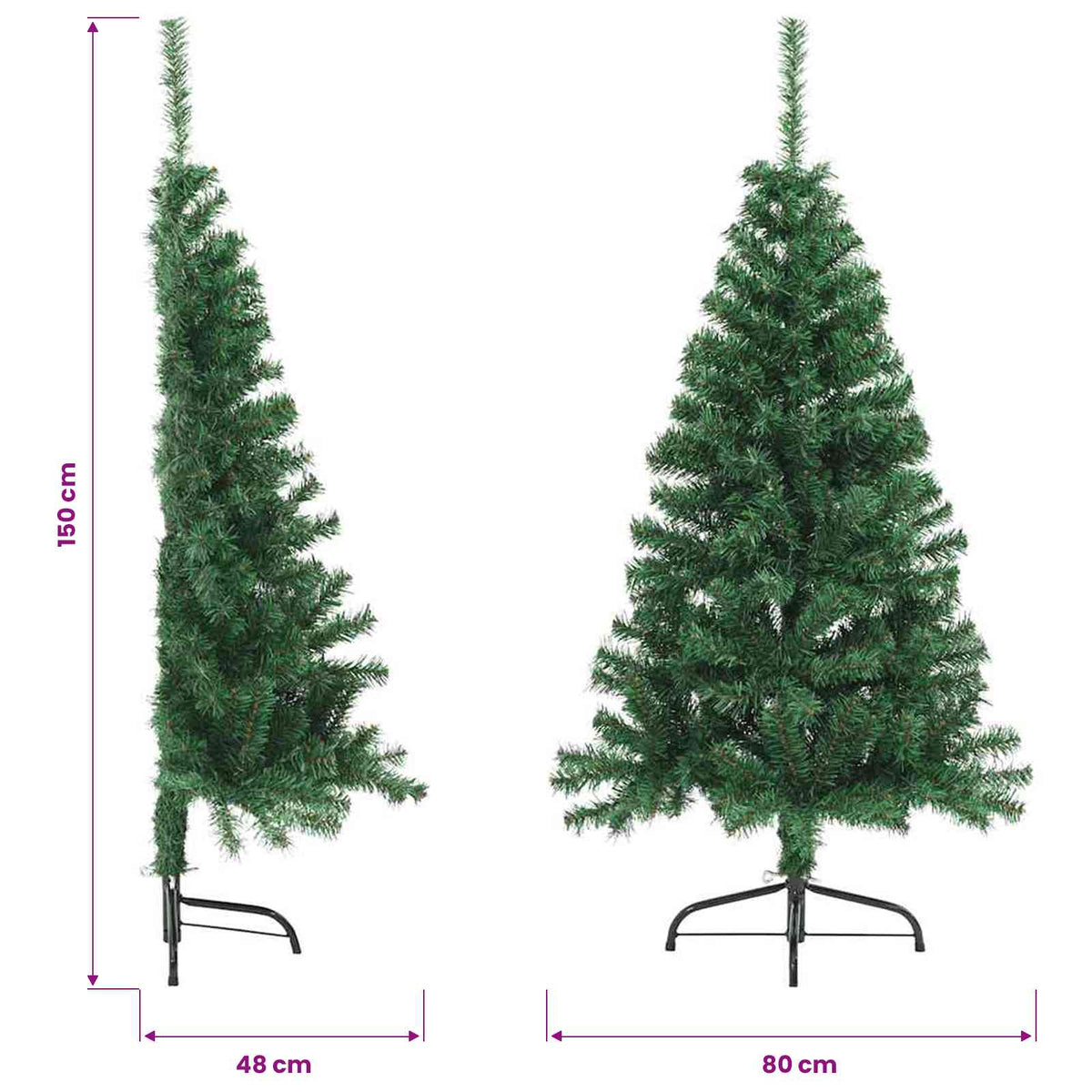 vidaXL Artificial Half Christmas Tree with Stand Green 150 cm PVC
