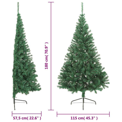 vidaXL Artificial Half Christmas Tree | Green | PVC, Steel | 180 cm tall