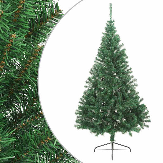 vidaXL Artificial Half Christmas Tree | Green | PVC, Steel | Large | Foldable