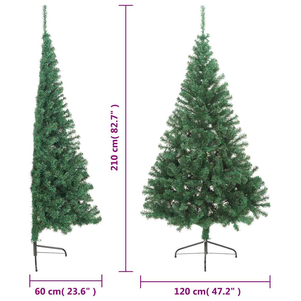 vidaXL Artificial Half Christmas Tree | Green | PVC, Steel | Large | Foldable