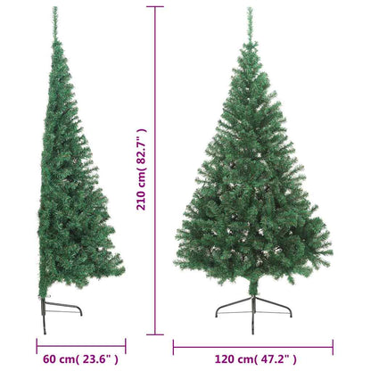 vidaXL Artificial Half Christmas Tree | Green | PVC, Steel | Large | Foldable