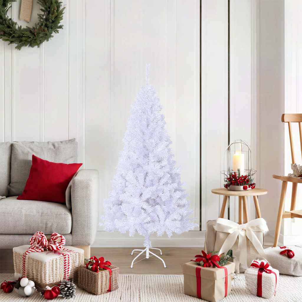 vidaXL Artificial Christmas Tree | White | PVC, steel | 150cm