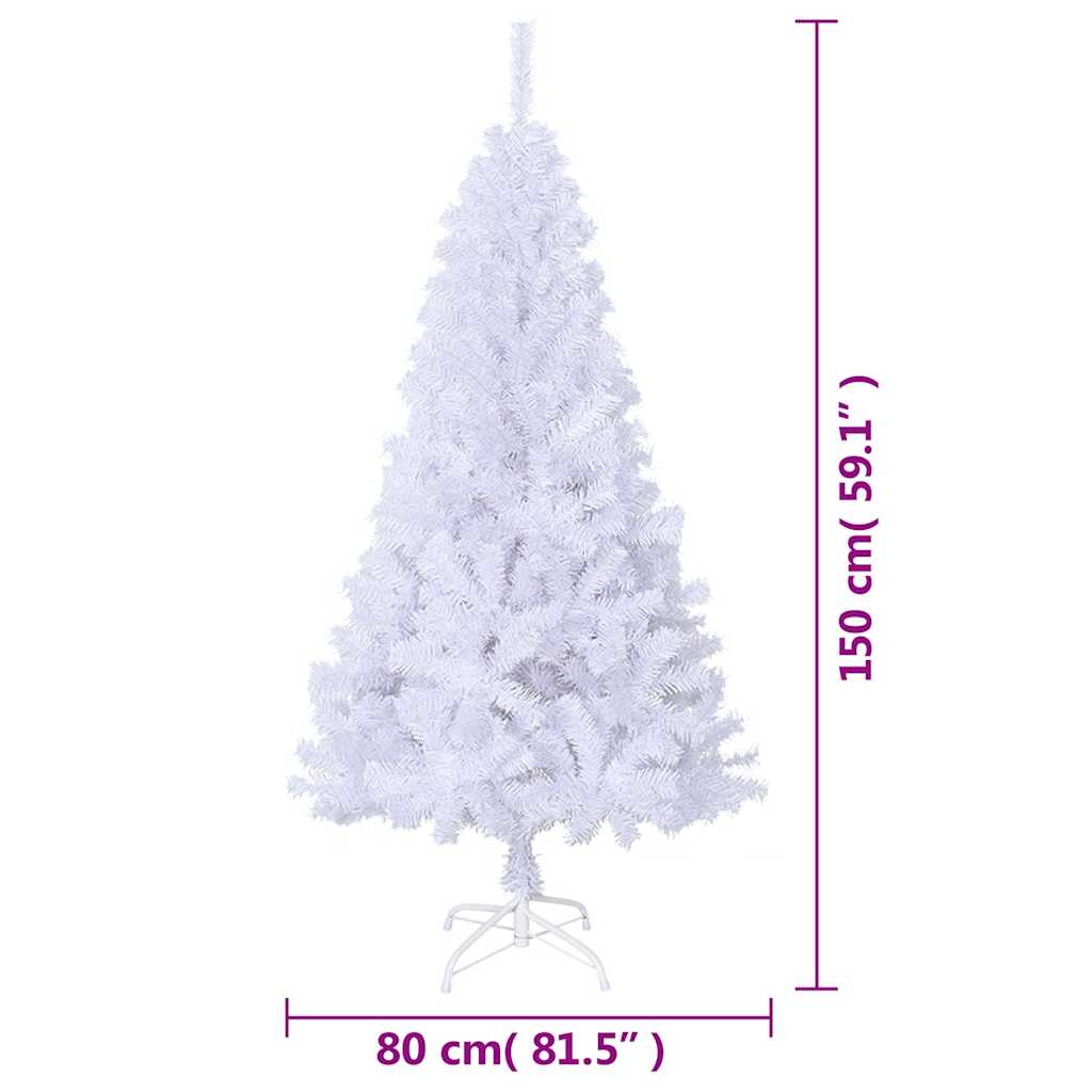 vidaXL Artificial Christmas Tree | White | PVC, steel | 150cm