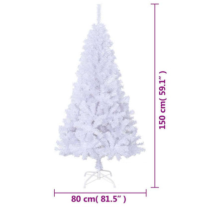 vidaXL Artificial Christmas Tree | White | PVC, steel | 150cm