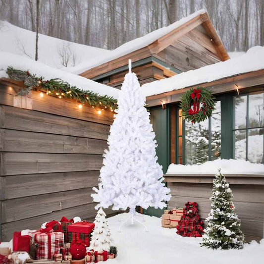 vidaXL Artificial Christmas Tree | White | PVC and Steel | 210 cm