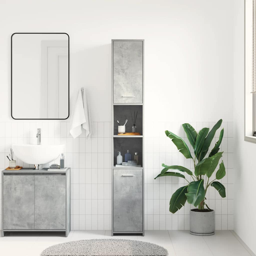 vidaXL Bathroom Cabinet | Concrete grey | Engineered wood | Tall
