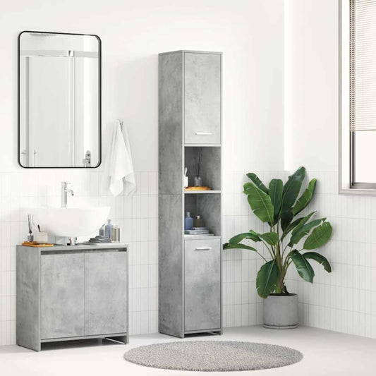 vidaXL Bathroom Cabinet | Concrete grey | Engineered wood | Tall