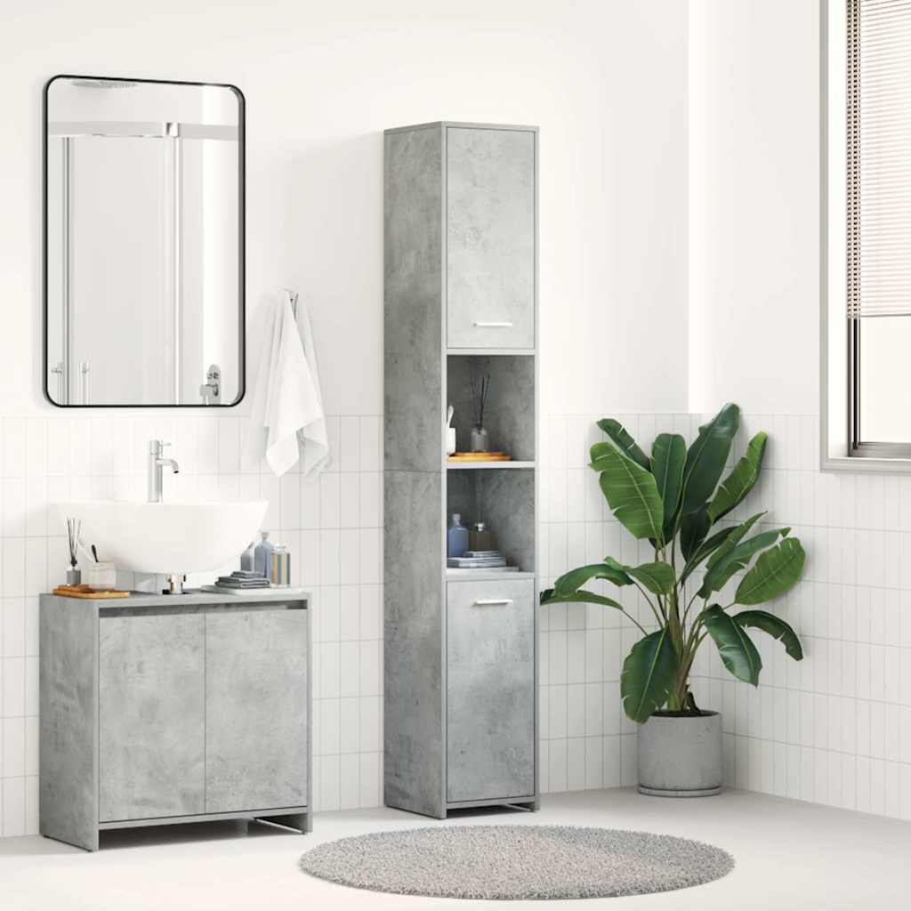802601 vidaXL Bathroom Cabinet Concrete Grey 30x30x183,5 cm Engineered Wood