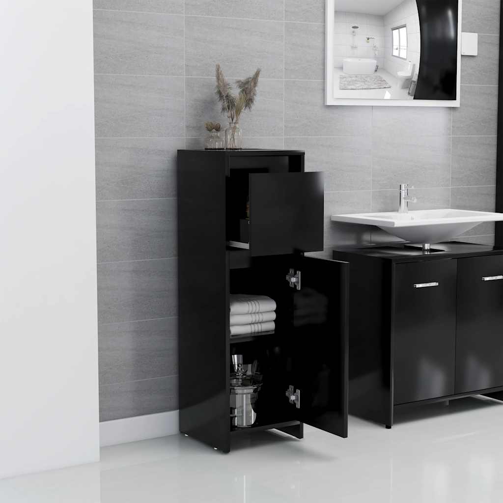 vidaXL Bathroom Cabinet Black 30x30x95 cm Engineered Wood