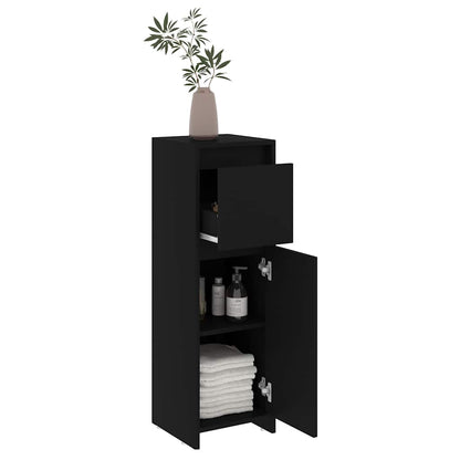 vidaXL Bathroom Cabinet Black 30x30x95 cm Engineered Wood