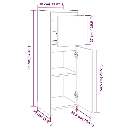 vidaXL Bathroom Cabinet Black 30x30x95 cm Engineered Wood