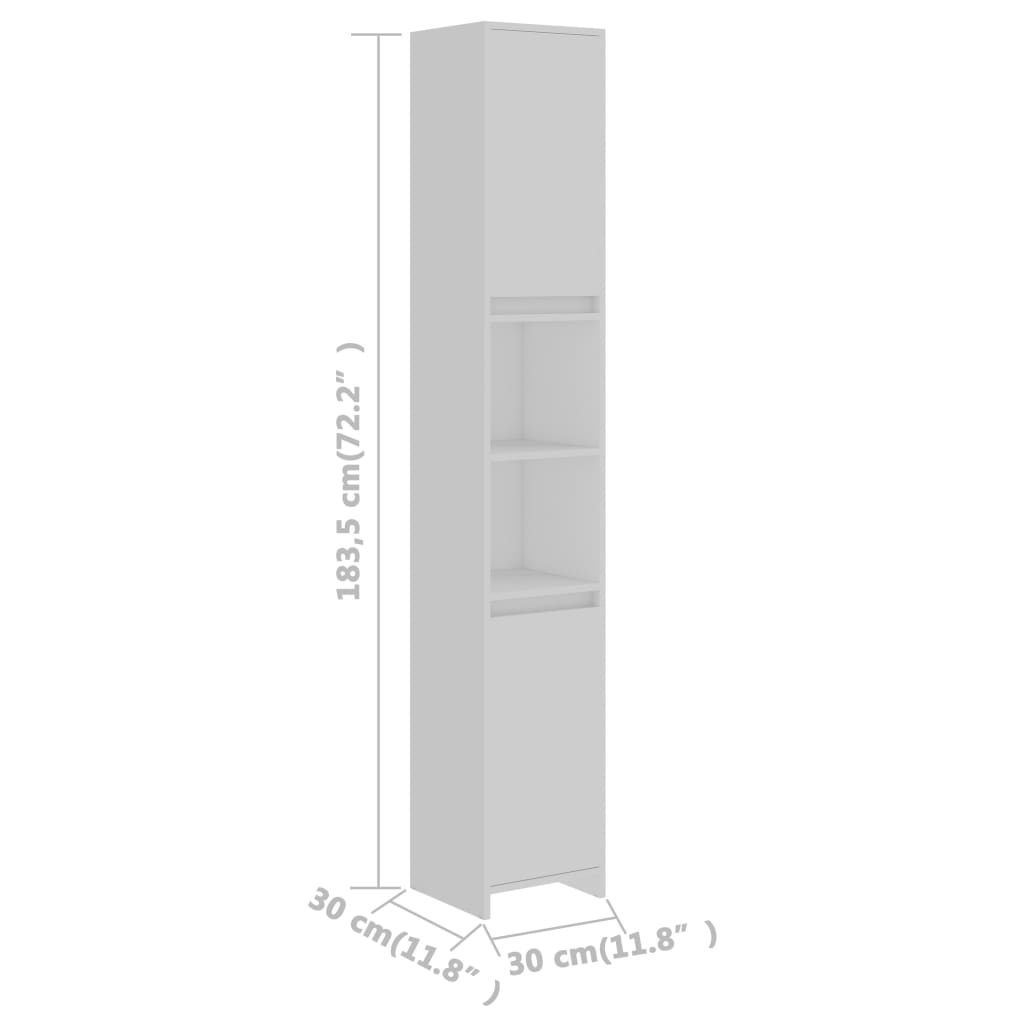 vidaXL Bathroom Cabinet White 30x30x183.5 cm Engineered Wood