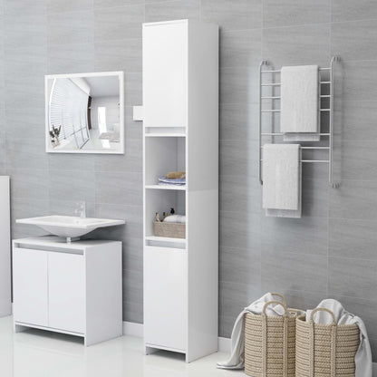 vidaXL Bathroom Cabinet White 30x30x183.5 cm Engineered Wood