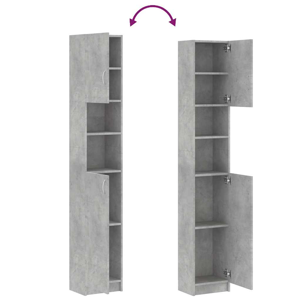 vidaXL Bathroom Cabinet | Concrete grey | Engineered wood | Tall