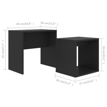 vidaXL Coffee Table Set Black 48x30x45 cm Engineered Wood