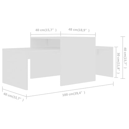 vidaXL Coffee Table Set White 100x48x40 cm Engineered Wood