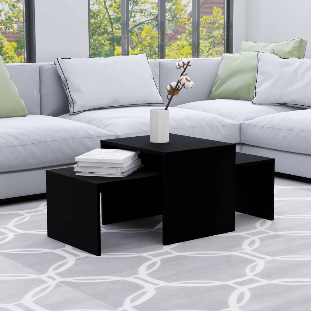 vidaXL Table | Black | Engineered wood | Medium |  Stackable  | Coffee Table