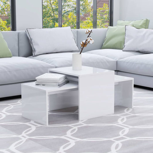 vidaXL Table | Glossy White | Engineered Wood | 100 x 48 x 40 cm | Expandable