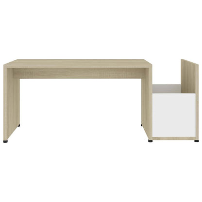 802926 vidaXL Coffee Table White and Sonoma Oak 90x45x35 cm Engineered Wood