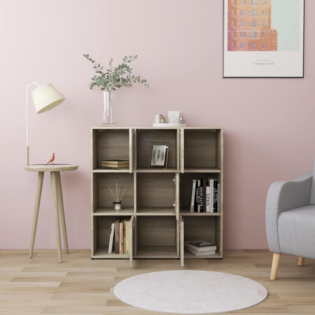 vidaXL Book Cabinet Sonoma Oak 90x30x90 cm Engineered Wood