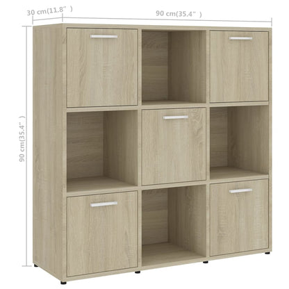 vidaXL Book Cabinet Sonoma Oak 90x30x90 cm Engineered Wood