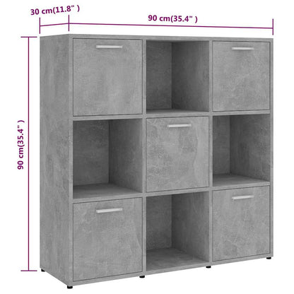 vidaXL Book Cabinet Concrete Grey 90x30x90 cm Engineered Wood