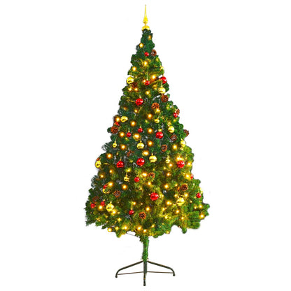vidaXL Artificial Pre-lit Christmas Tree with Baubles Green 210 cm