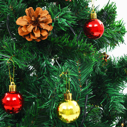 vidaXL Artificial Pre-lit Christmas Tree with Baubles Green 210 cm