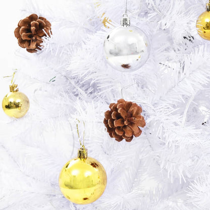 vidaXL Artificial Pre-lit Christmas Tree with Baubles White 210 cm