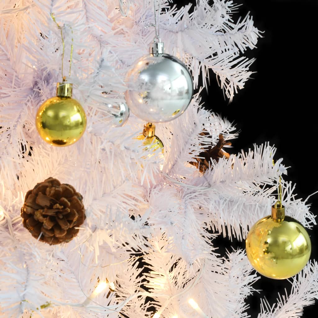 vidaXL Artificial Pre-lit Christmas Tree with Baubles White 210 cm