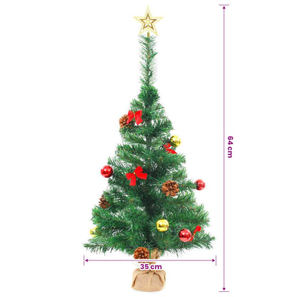 vidaXL Artificial Pre-lit Christmas Tree with Baubles Green 64 cm