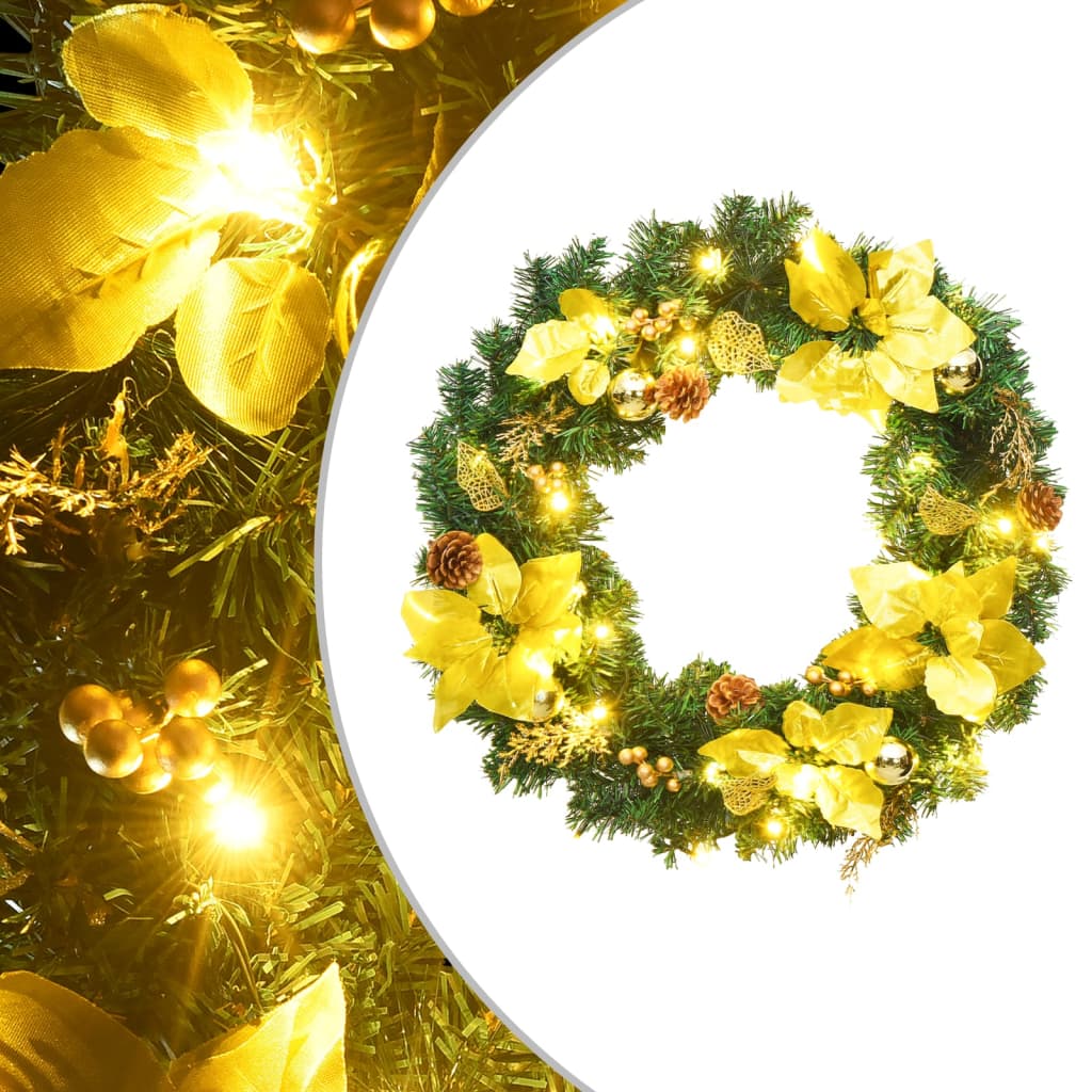vidaXL Christmas Wreath with LED Lights Green 60 cm PVC