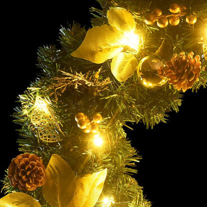 vidaXL Christmas Wreath with LED Lights Green 60 cm PVC