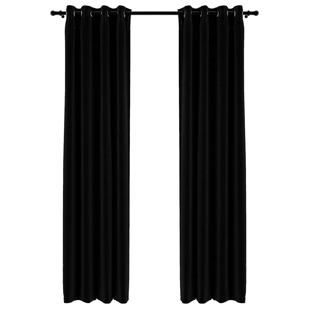 321153 vidaXL Linen-Look Blackout Curtains with Grommets 2pcs Black 140x225cm