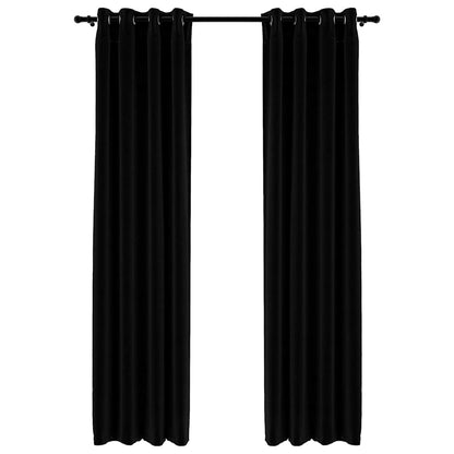 321153 vidaXL Linen-Look Blackout Curtains with Grommets 2pcs Black 140x225cm