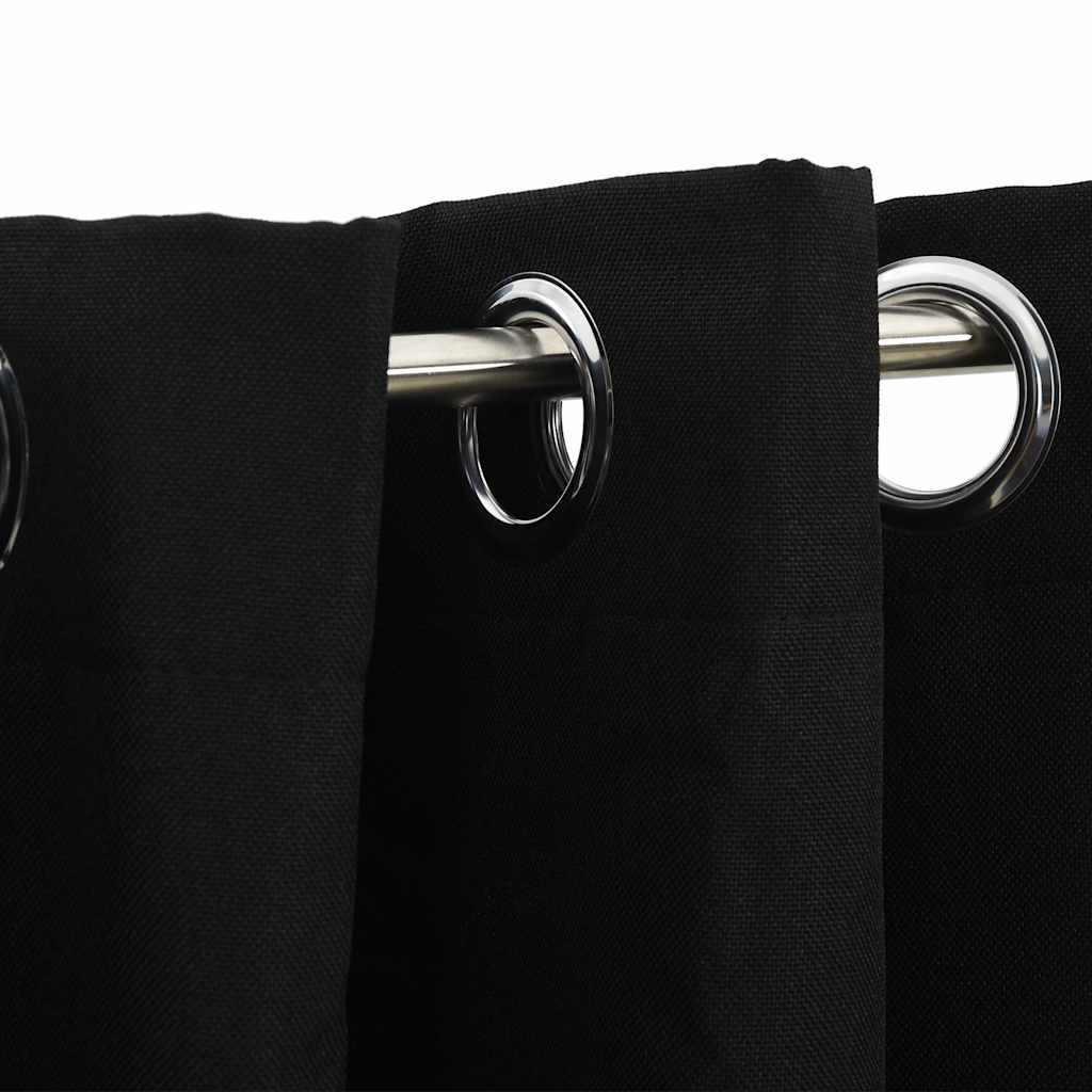 321153 vidaXL Linen-Look Blackout Curtains with Grommets 2pcs Black 140x225cm
