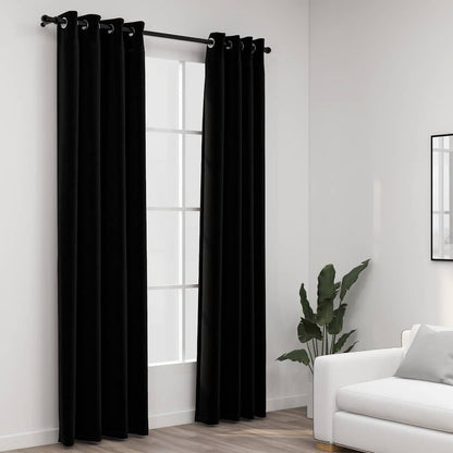 321153 vidaXL Linen-Look Blackout Curtains with Grommets 2pcs Black 140x225cm