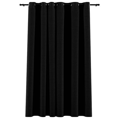 321155 vidaXL Linen-Look Blackout Curtain with Grommets Black 290x245cm