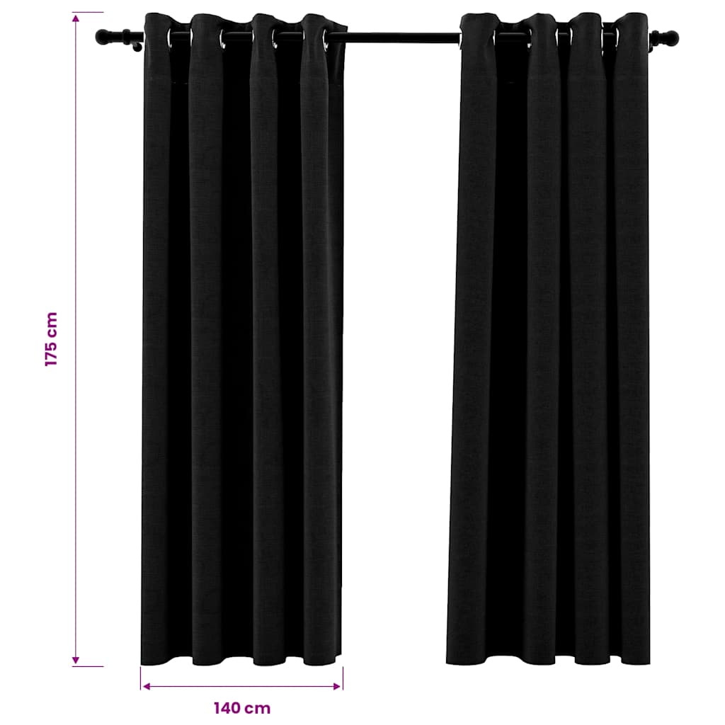 vidaXL Linen-Look Blackout Curtains 2 pcs Anthracite 140x175cm