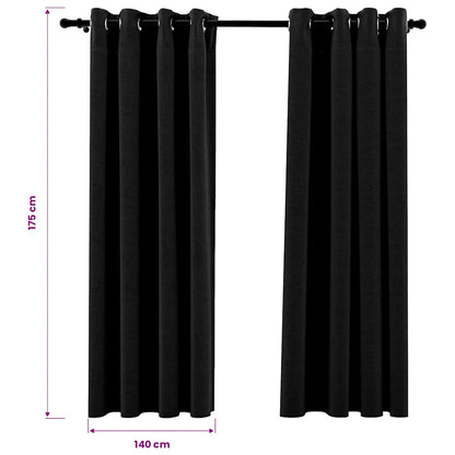 vidaXL Linen-Look Blackout Curtains 2 pcs Anthracite 140x175cm