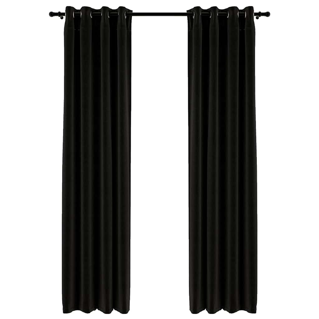 321161 vidaXL Linen-Look Blackout Curtains 2 pcs Anthracite 140x225cm
