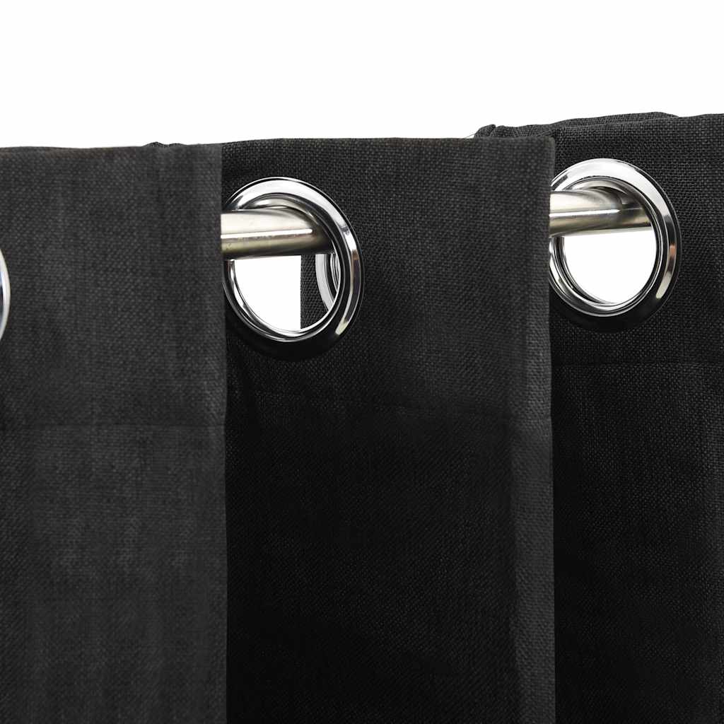 321161 vidaXL Linen-Look Blackout Curtains 2 pcs Anthracite 140x225cm