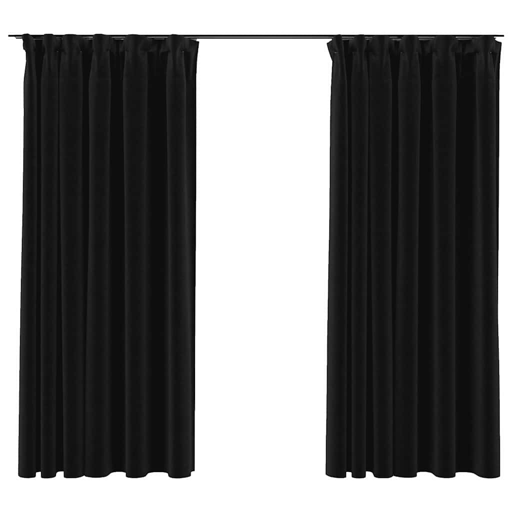 vidaXL Linen-Look Blackout Curtains with Hooks 2 pcs 140x175 cm