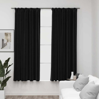 vidaXL Linen-Look Blackout Curtains with Hooks 2 pcs 140x175 cm