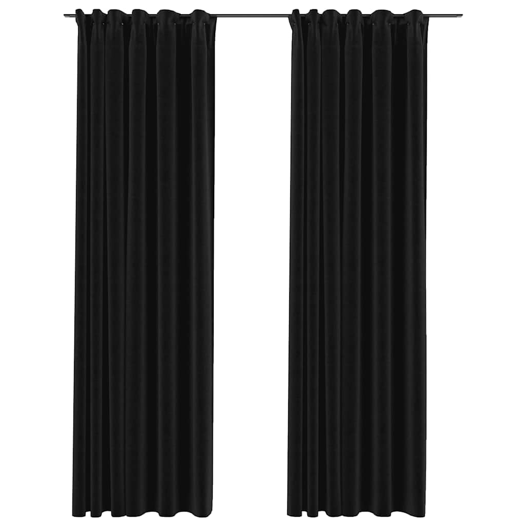 vidaXL Linen-Look Blackout Curtains with Hooks 2 pcs 140x225 cm