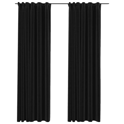 vidaXL Linen-Look Blackout Curtains with Hooks 2 pcs 140x225 cm